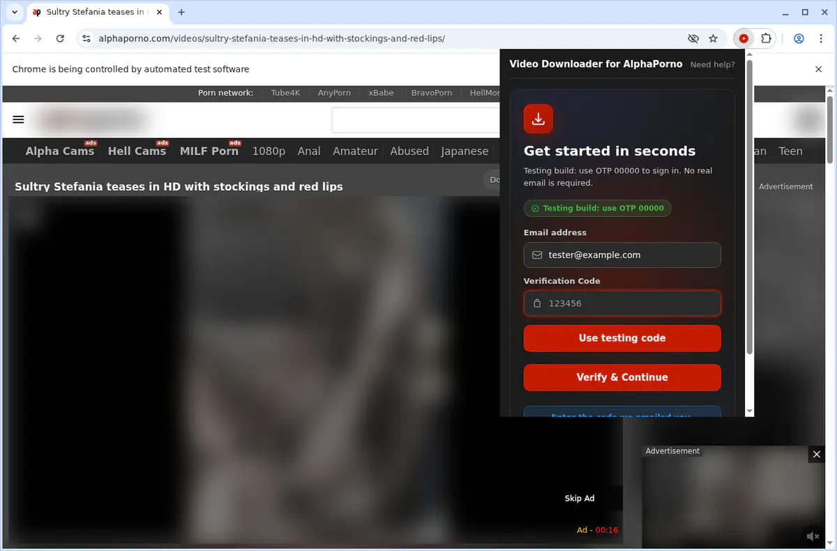 AlphaPorno Video Downloader fullscreen screenshot