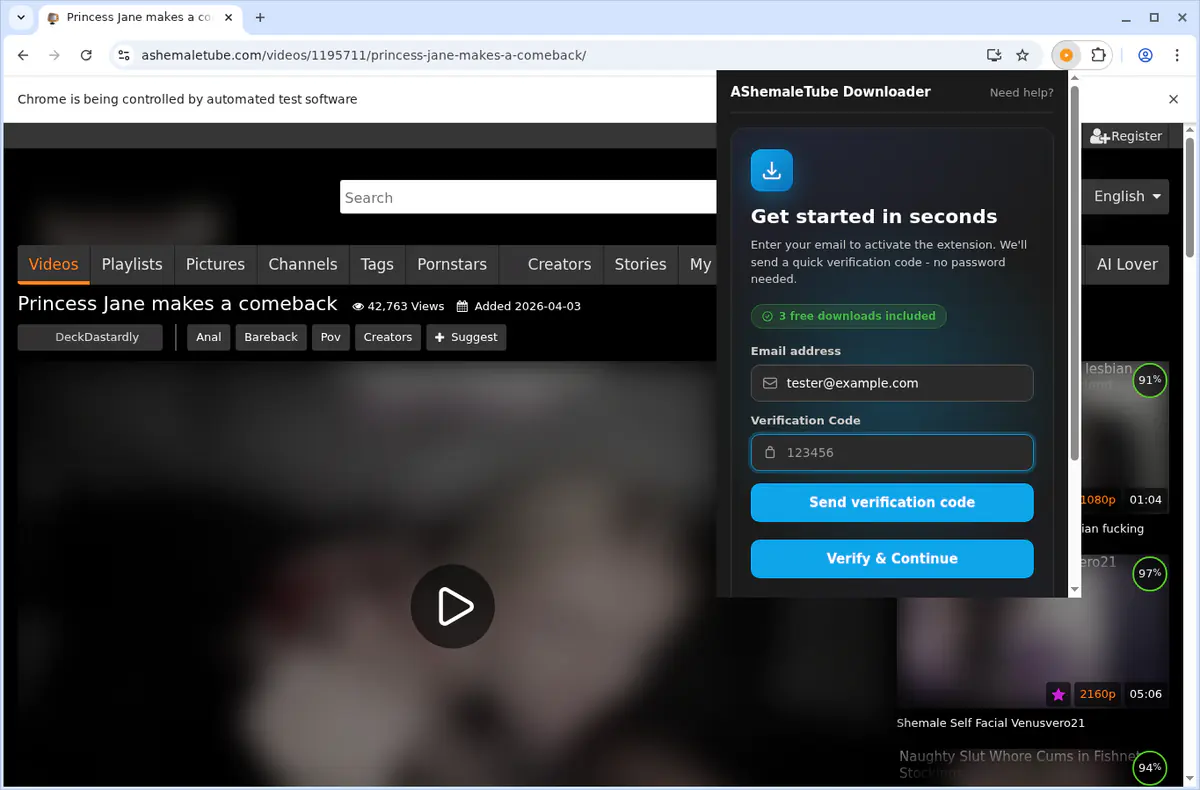 AShemaleTube Video Downloader fullscreen screenshot
