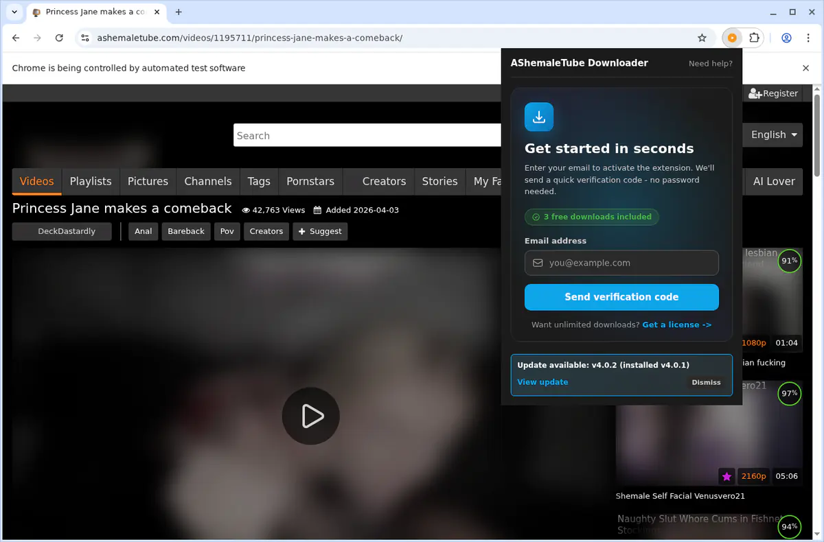 AShemaleTube Video Downloader fullscreen screenshot