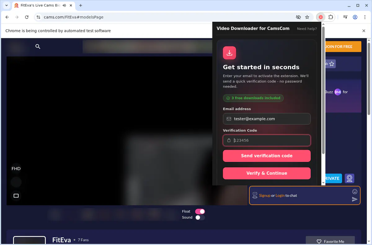 Cams.com Video Downloader fullscreen screenshot