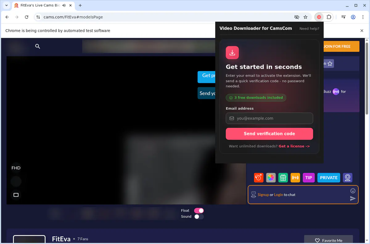 Cams.com Video Downloader fullscreen screenshot