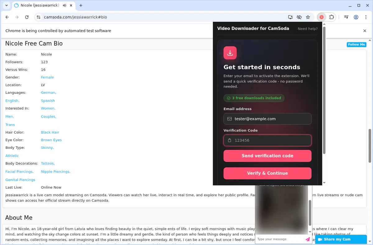 CamSoda Video Downloader fullscreen screenshot