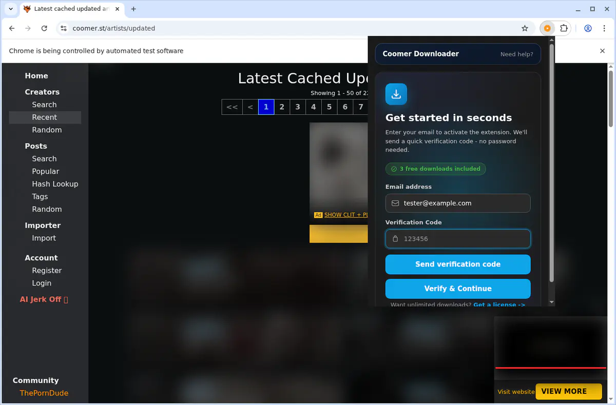 Coomer Downloader fullscreen screenshot