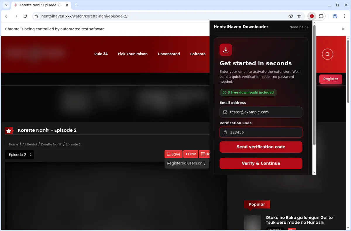 HentaiHaven Video Downloader fullscreen screenshot
