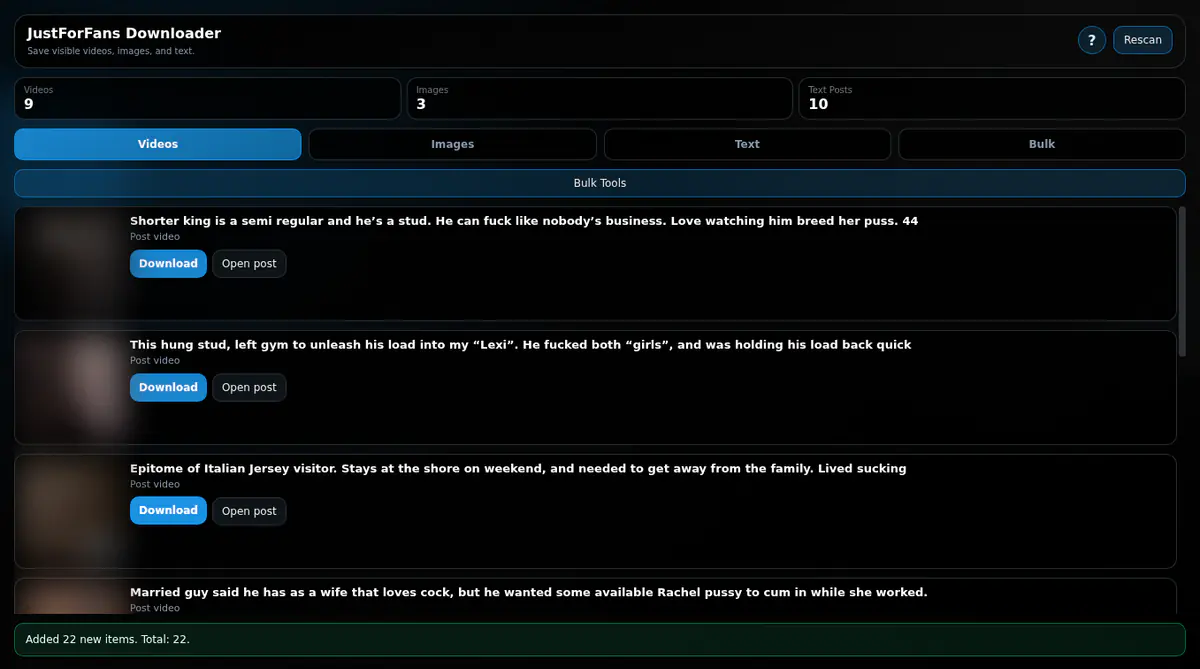 JustForFans Downloader fullscreen screenshot