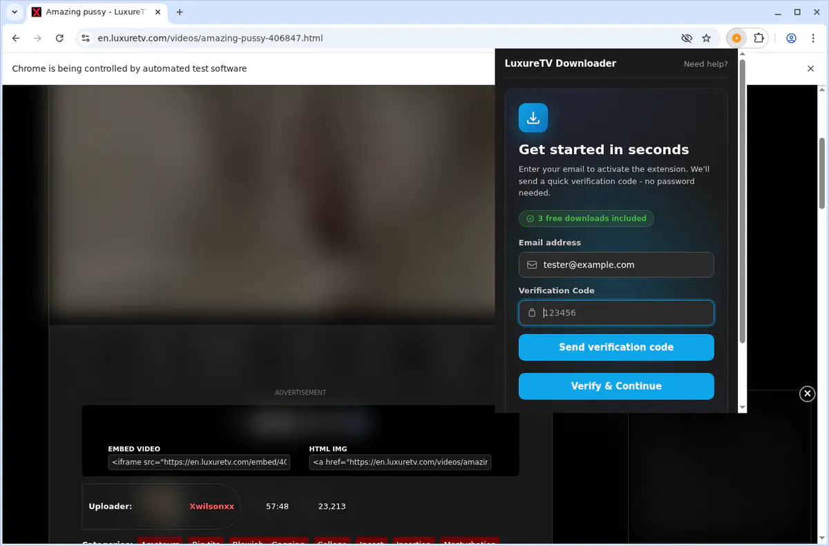 LuxureTV Video Downloader fullscreen screenshot