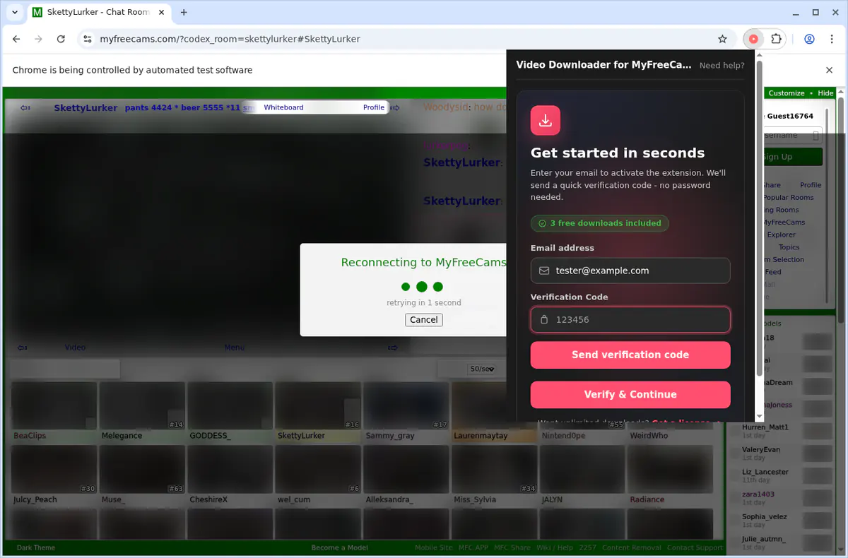 MyFreeCams Video Downloader fullscreen screenshot