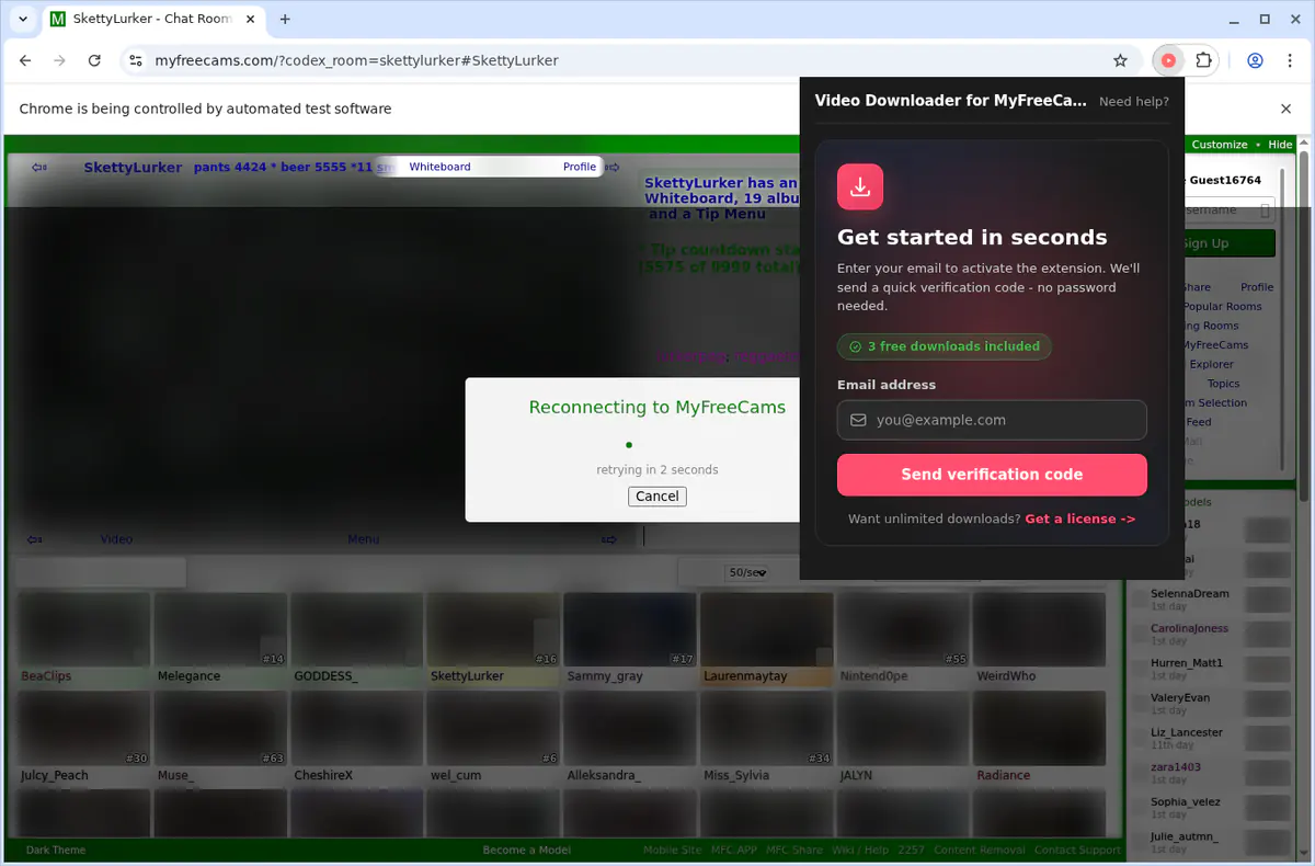 MyFreeCams Video Downloader fullscreen screenshot