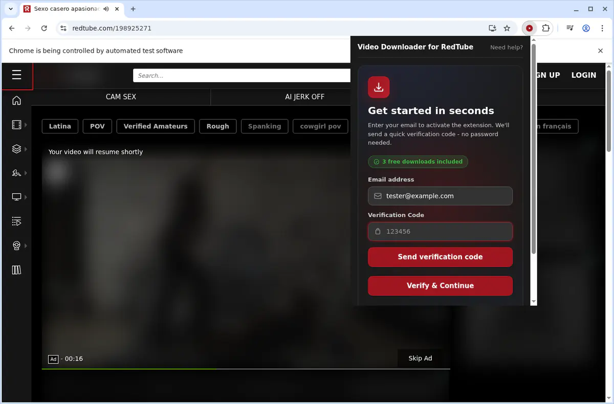 RedTube Video Downloader fullscreen screenshot