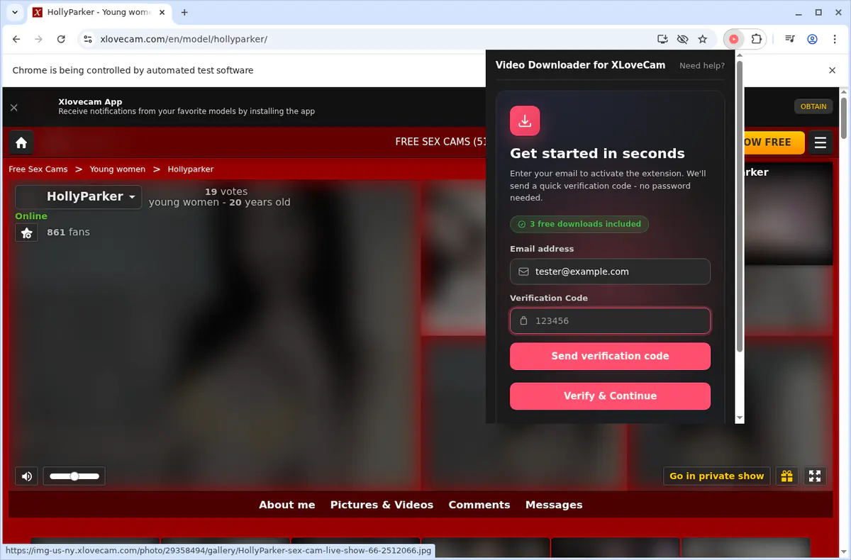 XLoveCam Video Downloader fullscreen screenshot