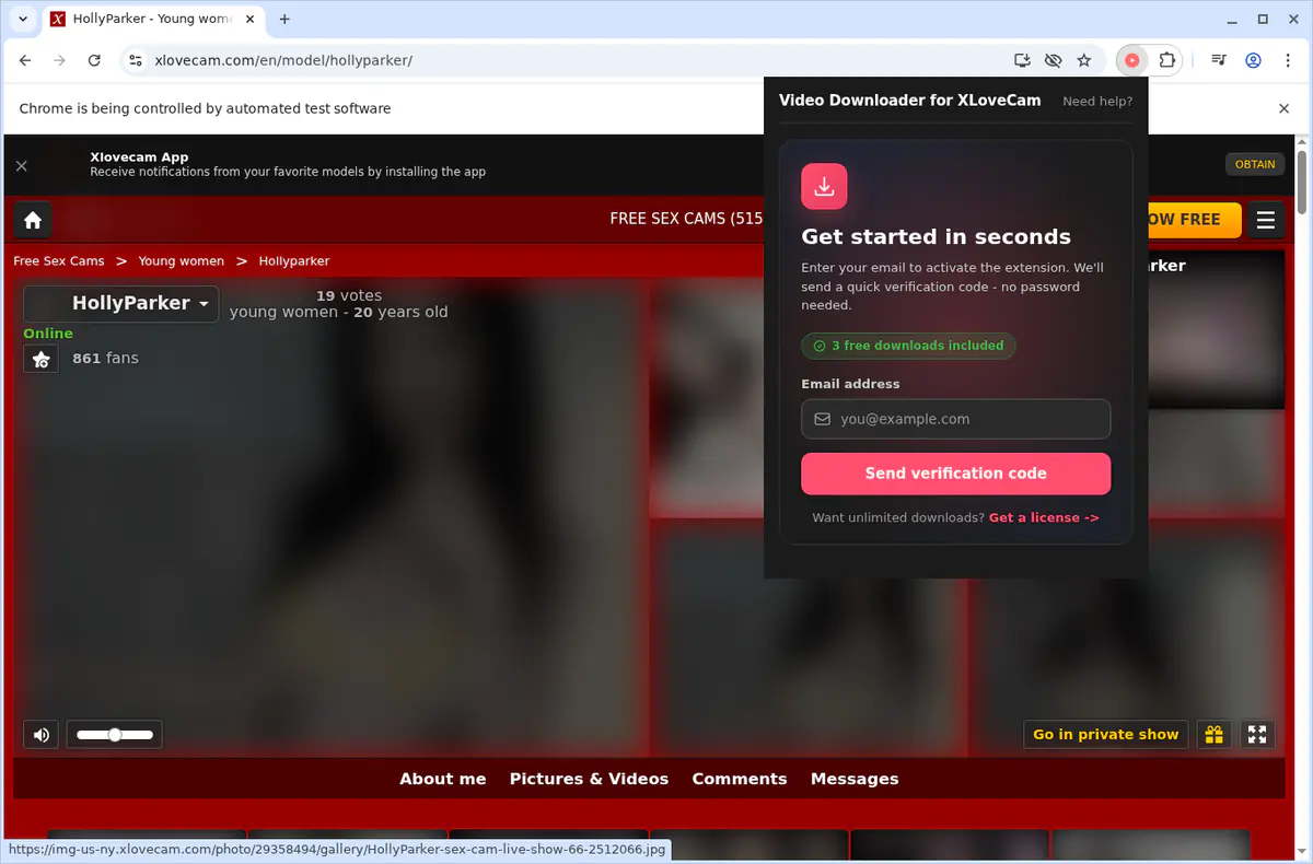 XLoveCam Video Downloader fullscreen screenshot