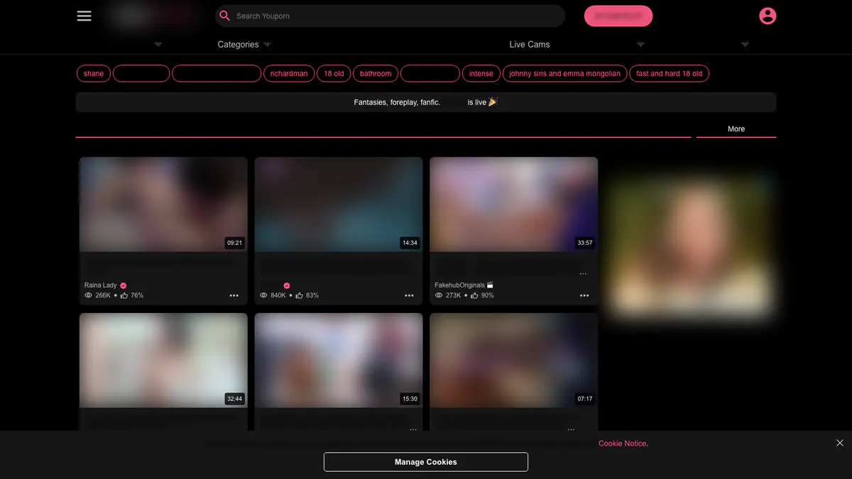YouPorn Video Downloader blurred homepage preview